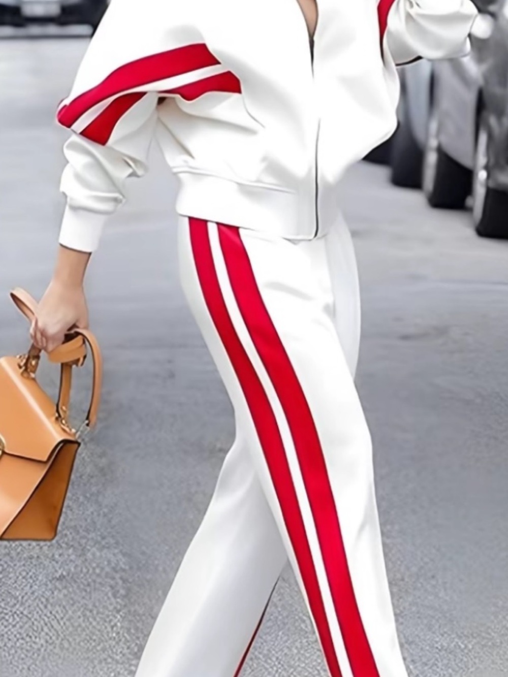 White Track Suit with Red Stripes NWT